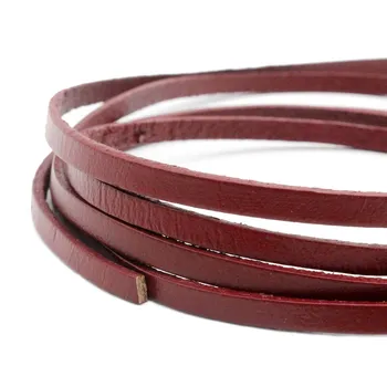 

Aaazee 1 Yard 5mmx2mm Maroon Coated Cow Hide Real Leather Strip, 5mm Wide Genuine Leather Cord for DIY Bracelet Jewelry Art Craf