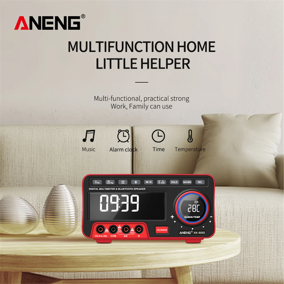 

AN888S 19999counts Multifunctional Desktop Digital Multimeter for Bluetooth Tone / Clock Function / Alarm Clock Function / Therm