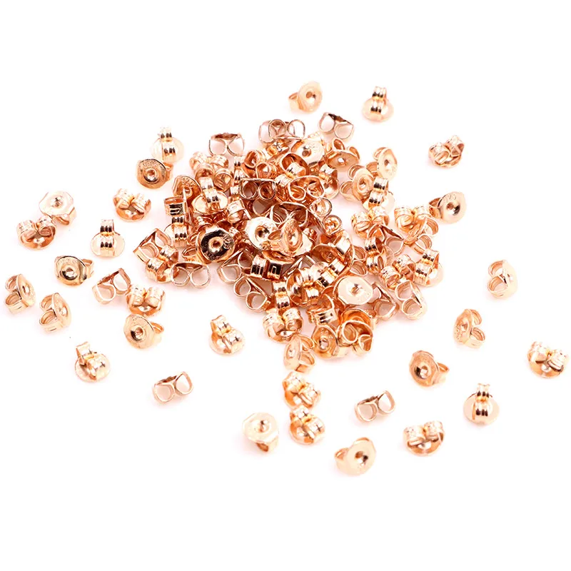 100 pçs de alta qualidade 925 prata banhado a ouro rosa cor cobre brinco voltar plug brinco configurações base orelha studs volta venda inteira