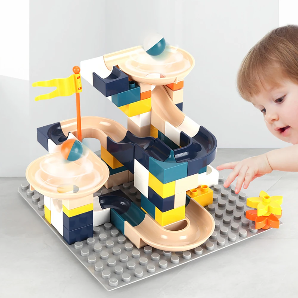 

New Marble Race Run Ball Duploed Building Blocks Compatible Funnel Slide Maze Track Block Duplo DIY Toy For Children Kids Gift