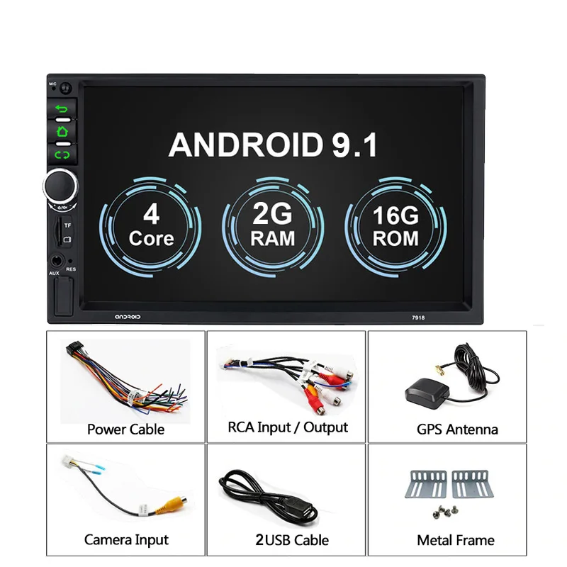 2 16G NoCam 2Din Android 9,1 Автомобильный мультимедийный плеер авторадио Универсальный " сенсорный экран Автомагнитола Стерео gps MP5 плеер камера заднего вида WiFI BT - Цвет: 2 16G NoCam