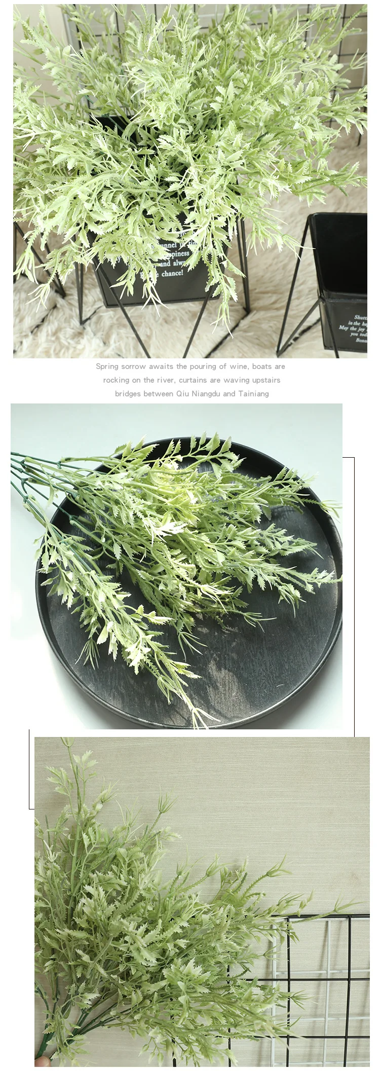 Künstliche blumen kunststoff blätter weiß fuzzy pulver hippocampus gras gefälschte pflanzen hochzeit hause dekoration anordnung zubehör – Detail 27