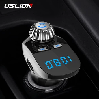 

USLION Dual USB Car Charger with FM Transmitter Bluetooth Receiver MP3 Radio Player Voltage LED Display Support TF Card Car Kit