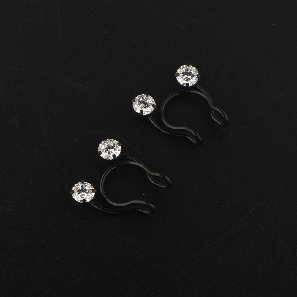 20g Nose Rings Stainless Cz Hoop Earring Hinged Segment Clicker Fake Septum Helix Stud Piercing Body Jewelry 50/100pcs 5 colors