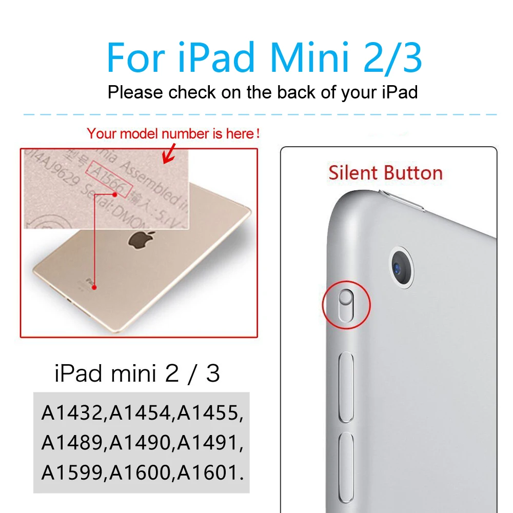 Для ipad Mini чехол, из искусственной кожи чехол для ipad Mini 1 2 3 чехол Магнитная Смарт-подставка для ipad Mini 2 Чехол A1432