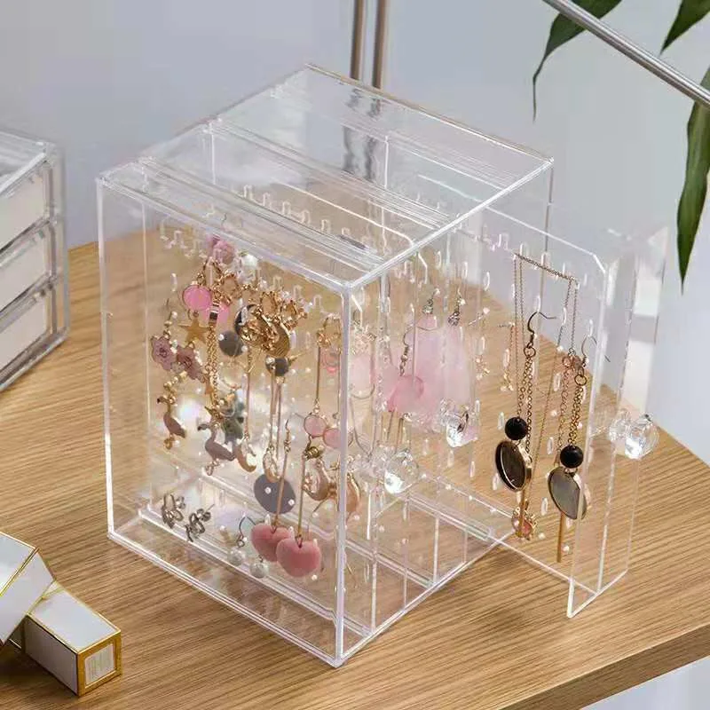 New Acrylic Jewelry Organizer Box For Necklace Display Storage Case Earrings Bracelet Hanger Decoration Girls Gift Women Makeup (2)