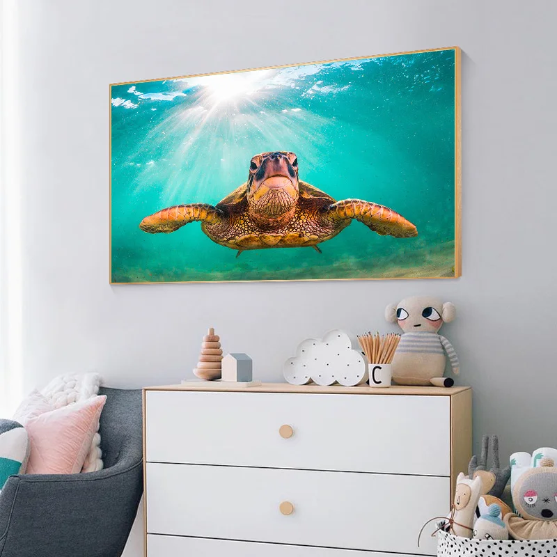 

Blue Turtle Tortoise Seascape Wall Art Canvas Painting Nordic Parrot Animal Picture Poster Print Gallery Living Room Home Decor