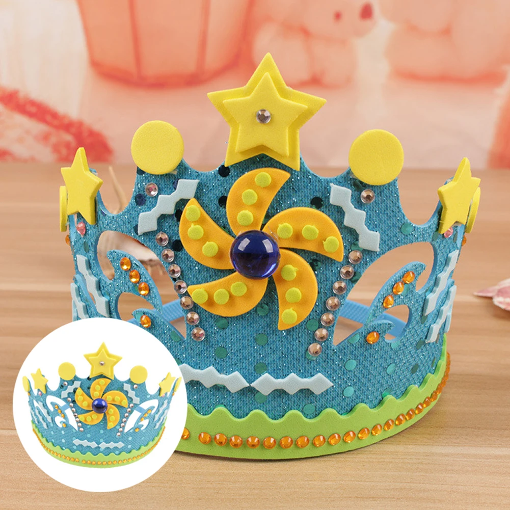 Дети корона Сделай Сам игрушка цветы Звезды EVA пена бумага корона с блестками ручной работы ремесло игрушка Вечеринка день рождения шляпа для детей подарок