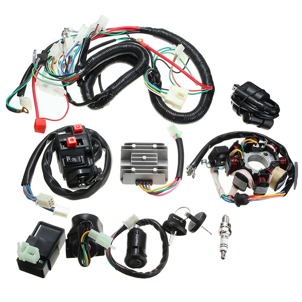 

Loom Buggy Dirt Bike 4 Stroke Wiring Harness Assembly CDI Stator Kit Ignition Coil ATV Quad Electric For 150CC 200CC 250CC