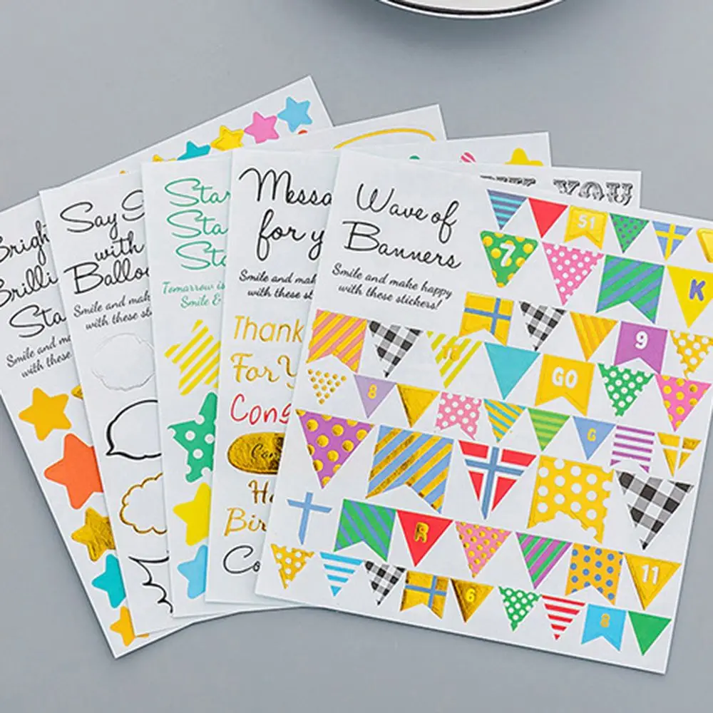 

New Arrive Kawaii Geometric Diary Stickers Cute Planner Memo Birthday Bunting Greeting Card DIY Scrapbooking Sticker Stationery