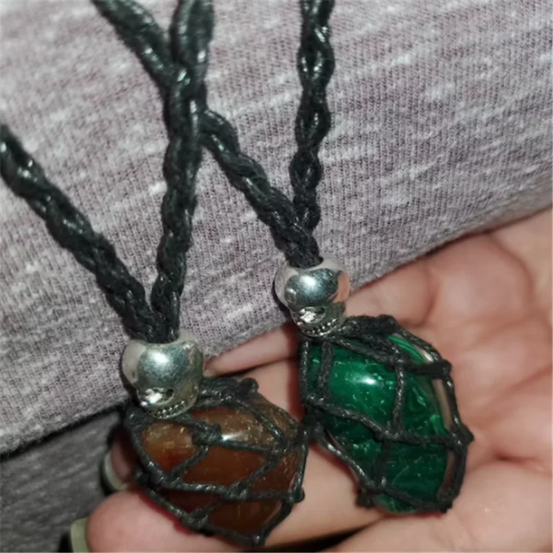 Empty Stone Holder Necklace Skull Charm 