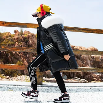 

Thicken Winter Coat for Girls 10 12 years Cool Children's Down Jacket Big Fur Collar Long Warm Kids Girls Outerwear