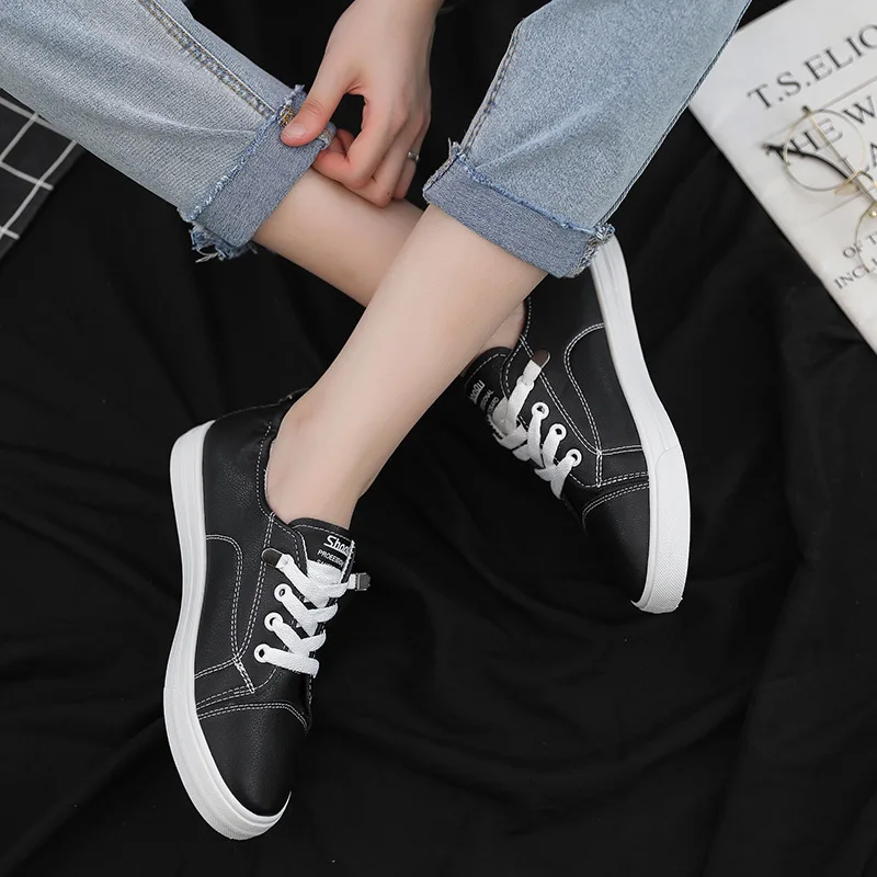 

2019 Spring Base Versatile Double Purpose-Style Leather White Shoes Student Flat Keel Thin Shoes CHIC Korean-style Casual Board