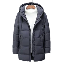 Длинный пуховик Мужская парка зимняя мужская одежда куртка длинный пуховик с капюшоном ветровка мужская однотонная сохраняющая тепло