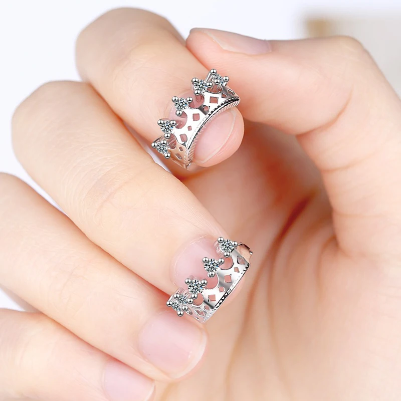 Cutout Design Luxurious Crown-Shape Hoop Earrings Romantic Crystal Huggies Wedding Jewelry For Bridal Girls | Украшения и