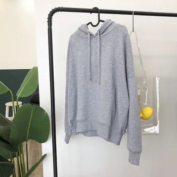 

New casual solid color hooded sweater women 2019