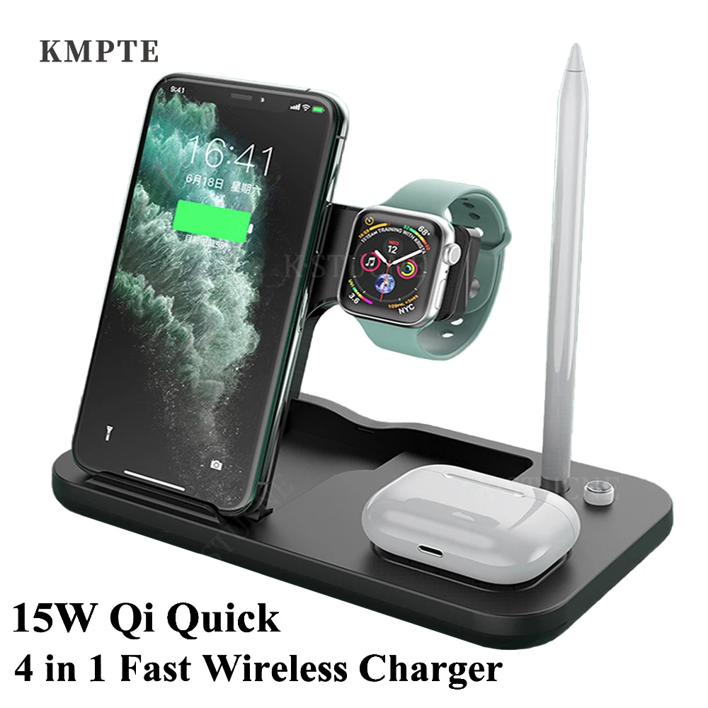 KMPTE Wireless Charger Fast Charging 4 In 1 Qi For Apple watch and AirPods Pro For iPhone 11 XS Max XR X 8 Plus Samsung S20 10 9