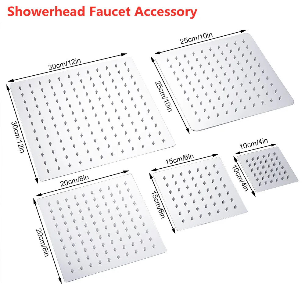 4/6/8/10/12 pulgadas cabeza de ducha cuadrado cromo cuadrado de techo de acero inoxidable ducha de lluvia cabeza