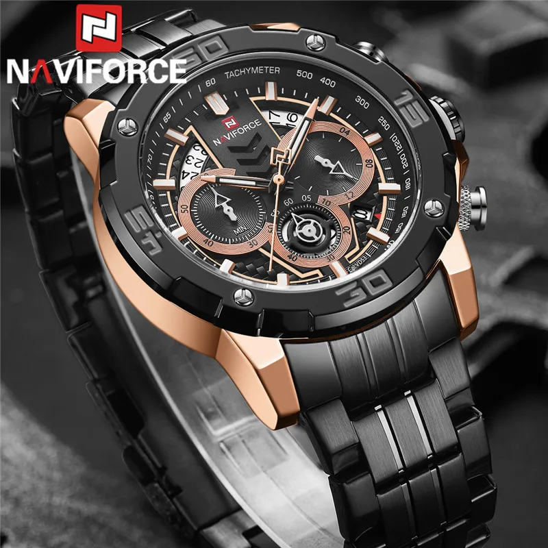 NAVIFORCE мужские спортивные часы с хронографом наручные от ведущего бренда