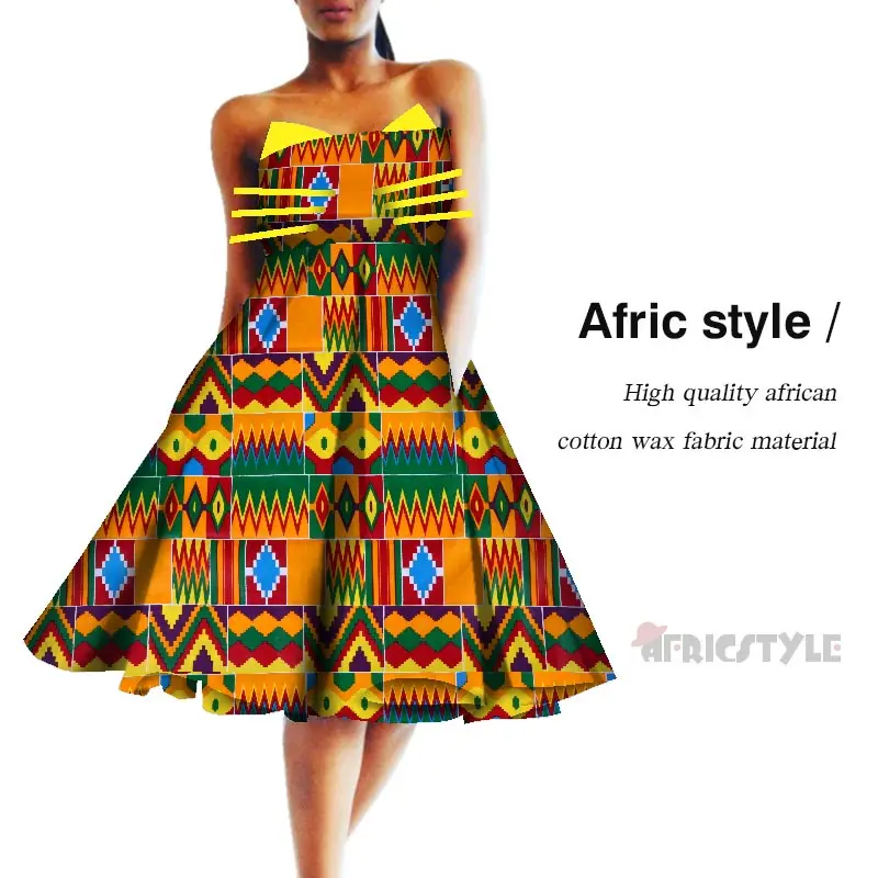 

African dresses for women african print clothing off shoulder afric bazin style dress model WY6157