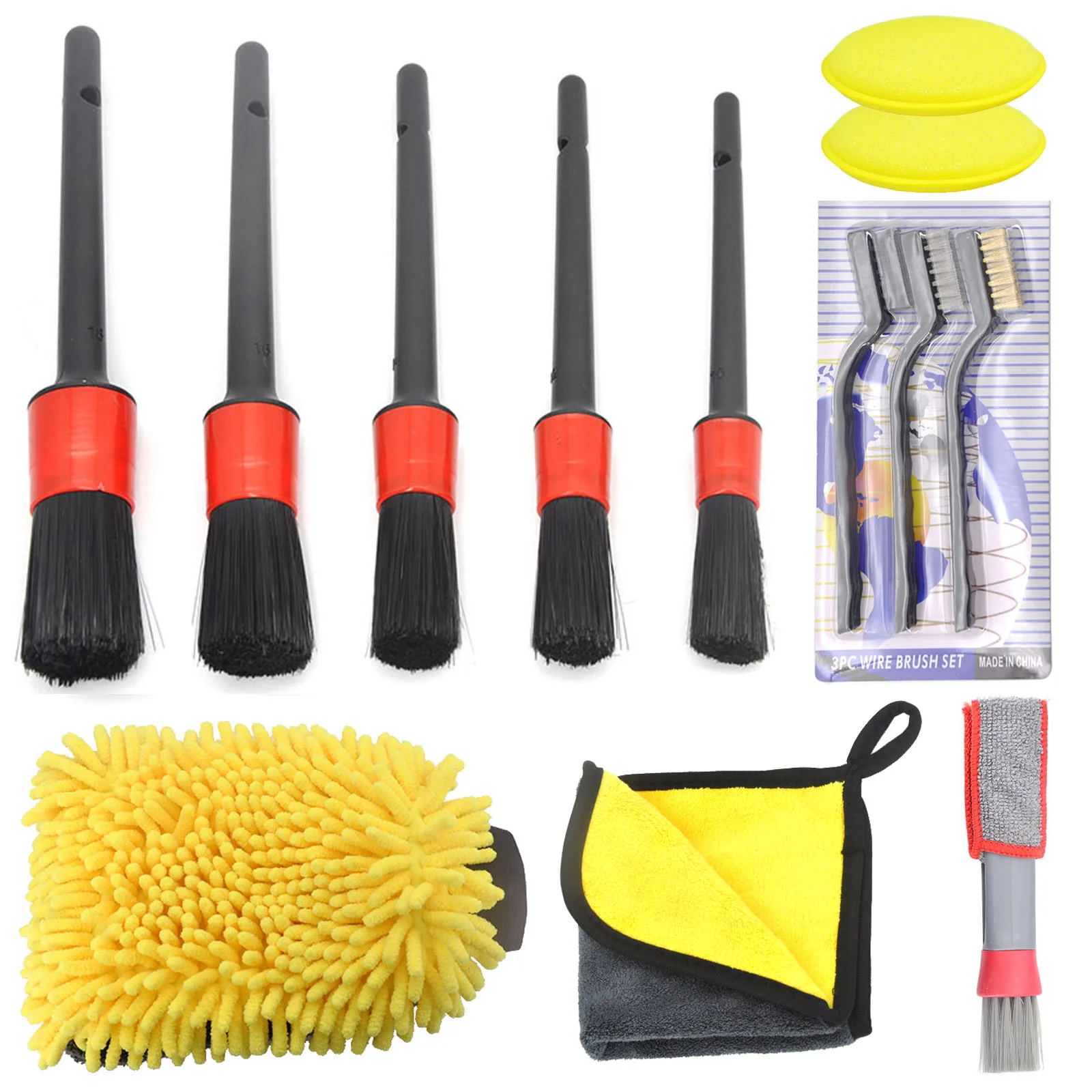 Car Cleaning Kit Scrubber Drill Detailing Brush Set Air Conditioner Vents  Towel Washing Gloves Polisher Adapter Vacuum Cleaner - Sponges, Cloths &  Brushes - AliExpress