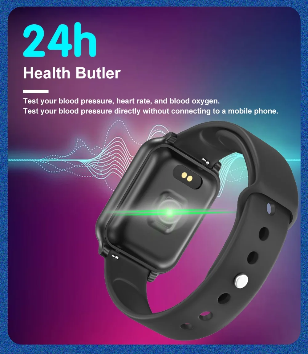 B58 Смарт-часы IP67 Водонепроницаемый сердечный ритм кровяное давление фитнес-трекер спортивные Смарт-часы для Android IOS PK B57 P80 P70 IWO