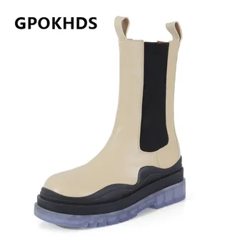 

GPOKHDS 2021 women Ankle boots Cow leather Winter short plush Round Toe High heels female Riding boots size 39