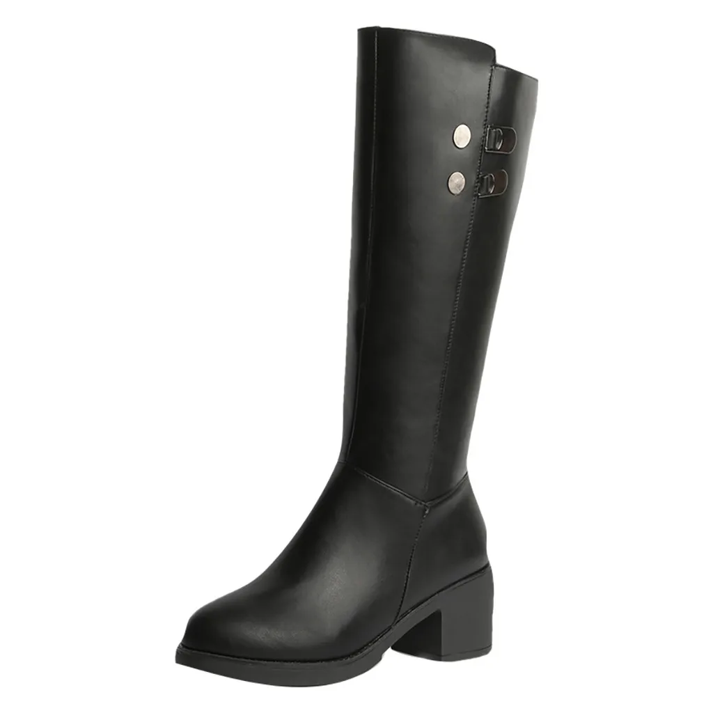 Boots Women Platform Punk Style Zipper Tall Boots Women's Pure Color Rain Boots Outdoor Rubber Water Party Shoes Botas Mujer #D2