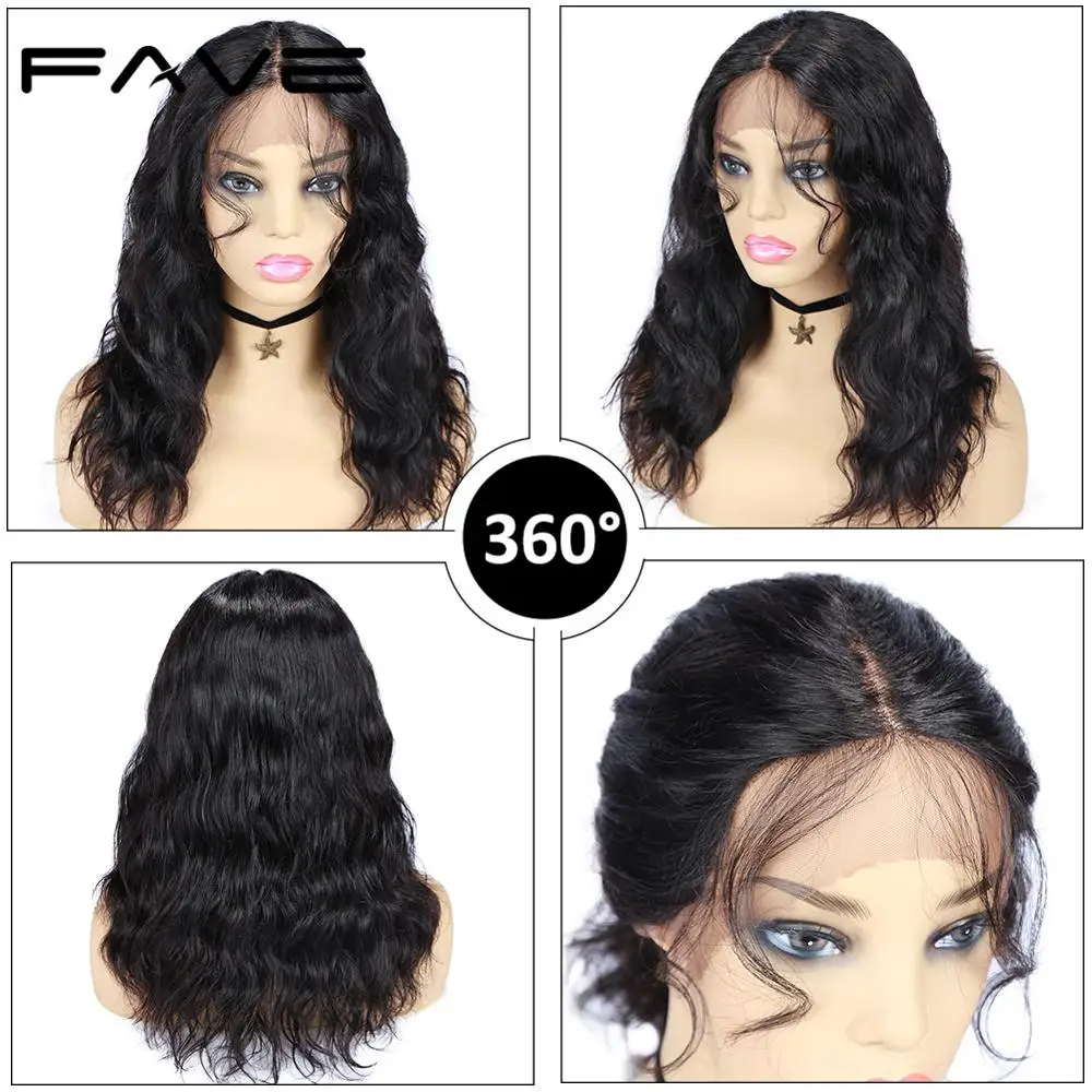FAVE Lace Front Human Hair Wigs With Baby Hair Brazilian Lace Part Natural Wave Wig 150% Remy Pre Plucked Hairline Wigs