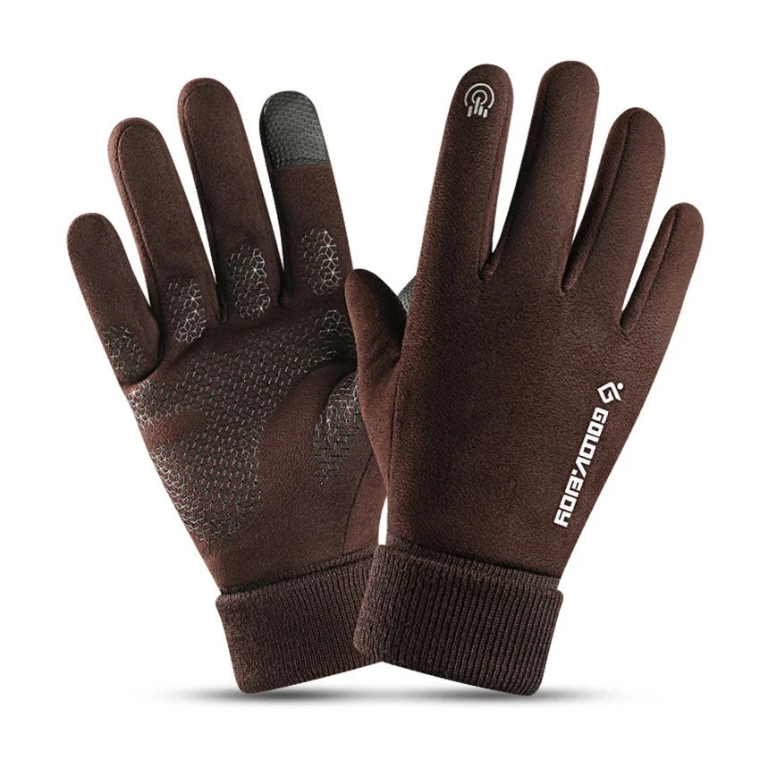 FRALU Winter Gloves For Men Windproof Warm Thick Business Men's Gloves Skin-friendly Touch Screen Night Riding