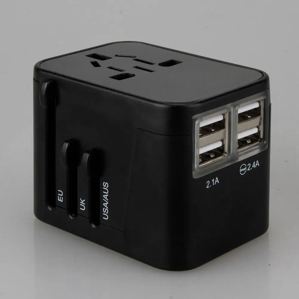 Белый Portable Travel Charger Adapter 4 USB Power Plug Converter Universal USB Wall AC Power Durable Outlet Converter - Цвет: Белый