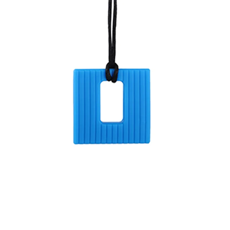 Silicone Teething Pendant Chewelry 1 Square Textured Chew Necklace For Baby Autism ADHD Special Needs Sensory Therapy Toys teething toys,teething beads,teething toy tethers,baby silicone accessories