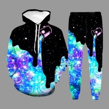 

Autumn Long Sleeve Clothing Male Hoodie Sweatshirt Suit Starry Sky Print Tracksuit Outfit 2021 Outdoor Sports Trend Men's Sets