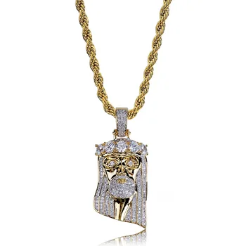 

Hip Hop Men Women Jewelry Choker Gold Color Plated Iced Out Pendant Necklace With 24 inch Rope Chain