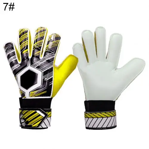 Yellow Size 7 Профессиональные взрослые детские футбольные Вратарские футбольные латексные перчатки противоскользящие вратарские перчатки с полным пальцем Защитные перчатки для рук - Цвет: Yellow Size 7