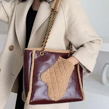 Новая женская сумка через плечо, дизайнерская Высококачественная кожаная сумка на цепочке, модные плюшевые перчатки, украшенные зимней сумочкой