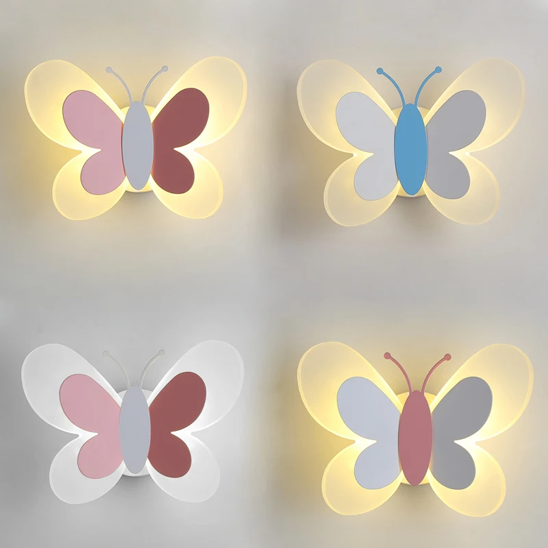 Nordic Macaron Butterfly Led Настенные светильники бра спальня гостиная домашнее украшение