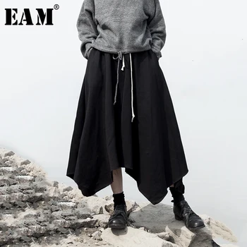 

[EAM] High Elastic Waist Cut Style Asymmetrical Temperament Half-body Skirt Women Fashion Tide New Spring Autumn 2020 19A-a332