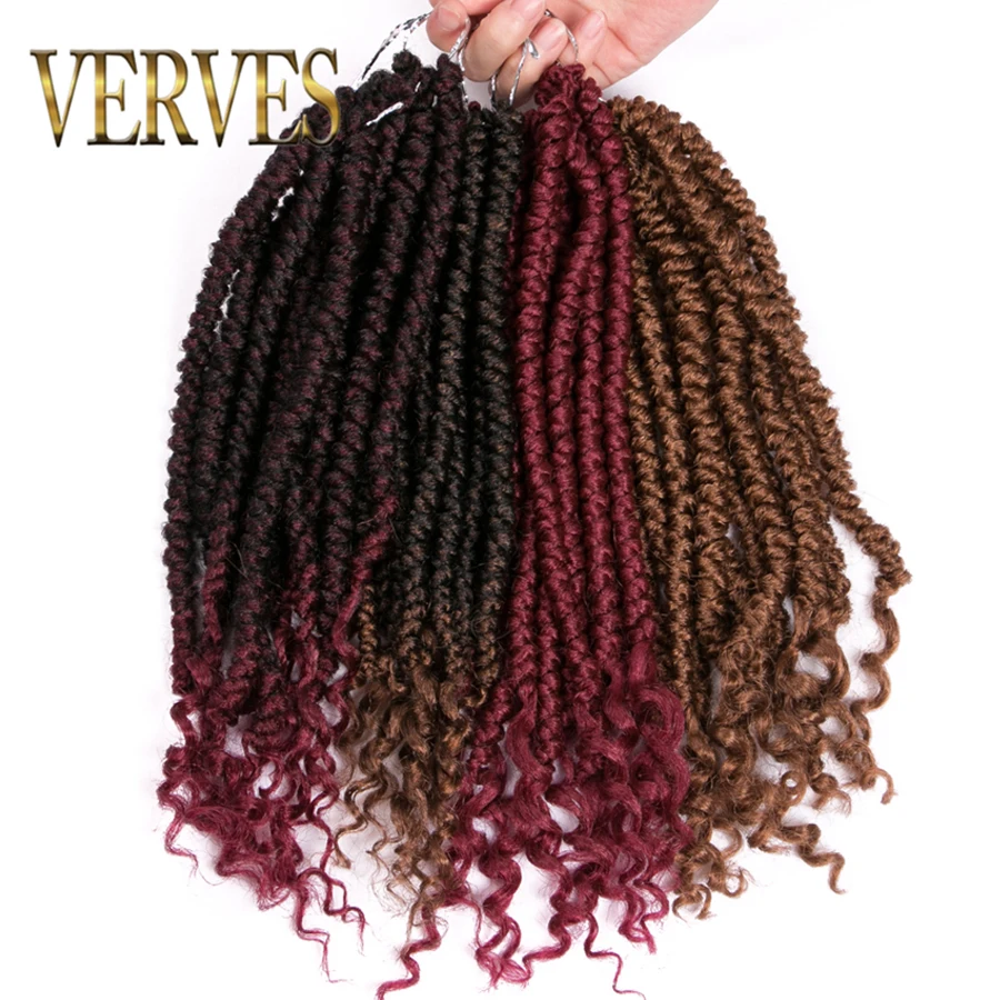 VERVES плетение Омбре Faux Locs Curly 14 дюймов 12 корней/упаковка крючком косички Dread