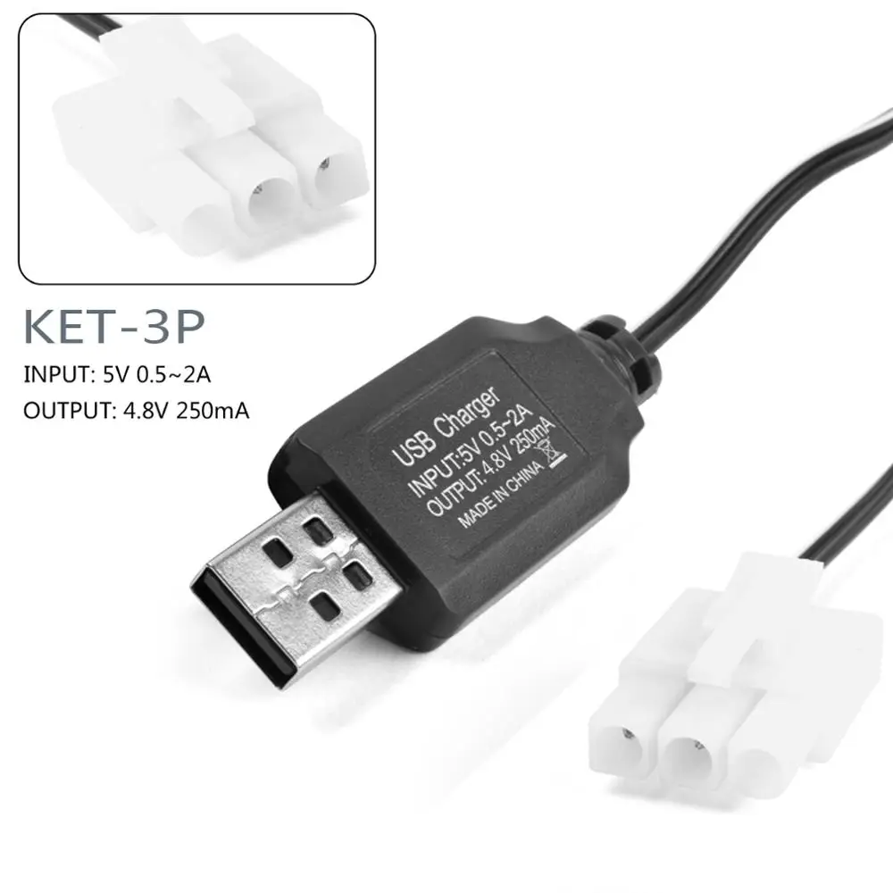 4,8 V 250mA USB зарядное устройство, аккумулятор, адаптер, Ni-CD Ni-MH для игрушек, RC автомобиль, KET-2P, KET-3P SM JST EL 557-2P - Цвет: KET-3P