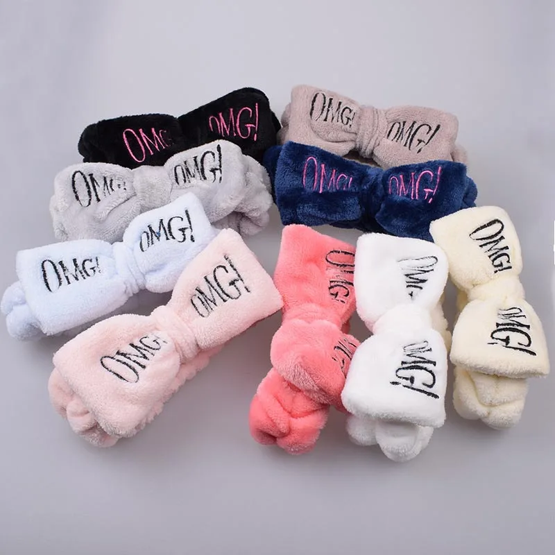 

Hot OMG Letter Flannel Soft Bow Headbands For Women Girls Turban Cute Hair Holder Hairbands Hair Band Headwear Hair Accessories