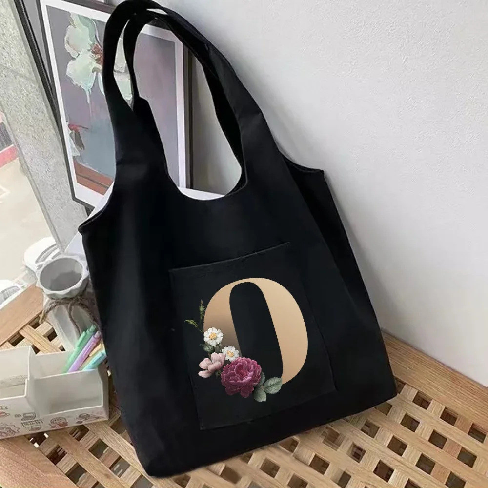 Women's Shopping Bags Canvas Commuter School Vest Bag Letter Vacation Cotton Cloth Fabric Grocery Shopper Handbags Tote Bag