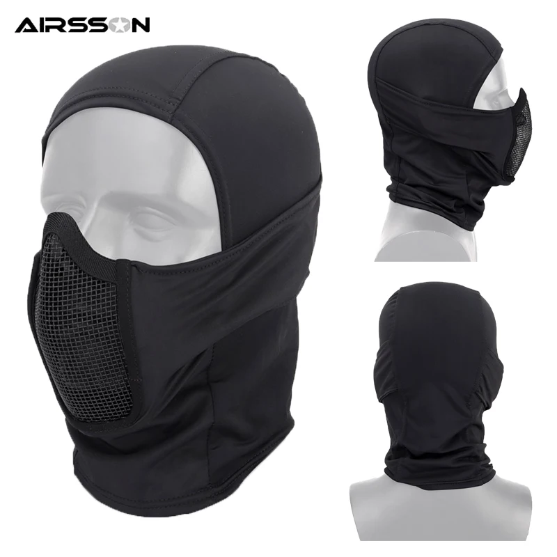 Airsoft Tactical Mask Cover Metal Wire Full Face Mask Men Face Hood Protection Winter Neck Guard for Outdoor Hunting Cycling New