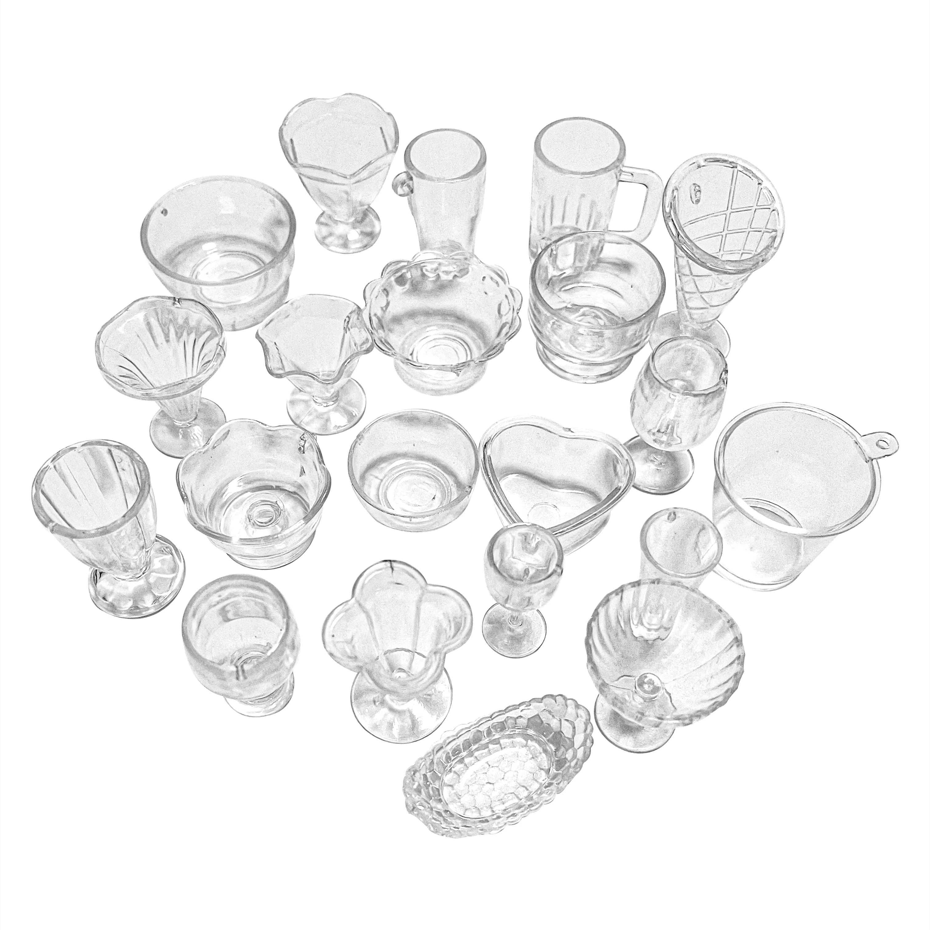 Miniature Fake Cups Parfait Glass Bowls PVC Simulation Product Model Plastic Artificial Crafts Dollhouse Home Decoration Decor
