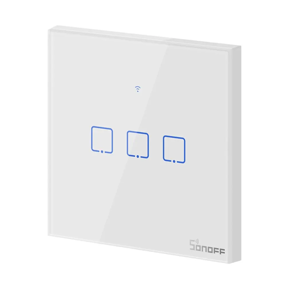 T0/T1/T2/T3 штепсельная вилка европейского стандарта TX Wifi сенсорный настенный выключатель света Беспроводной переключатель умный дом пульт дистанционного управления 1/2/3 голоса/APP пульт дистанционного управления Управление с Alexa Google - Цвет: T0EU3C