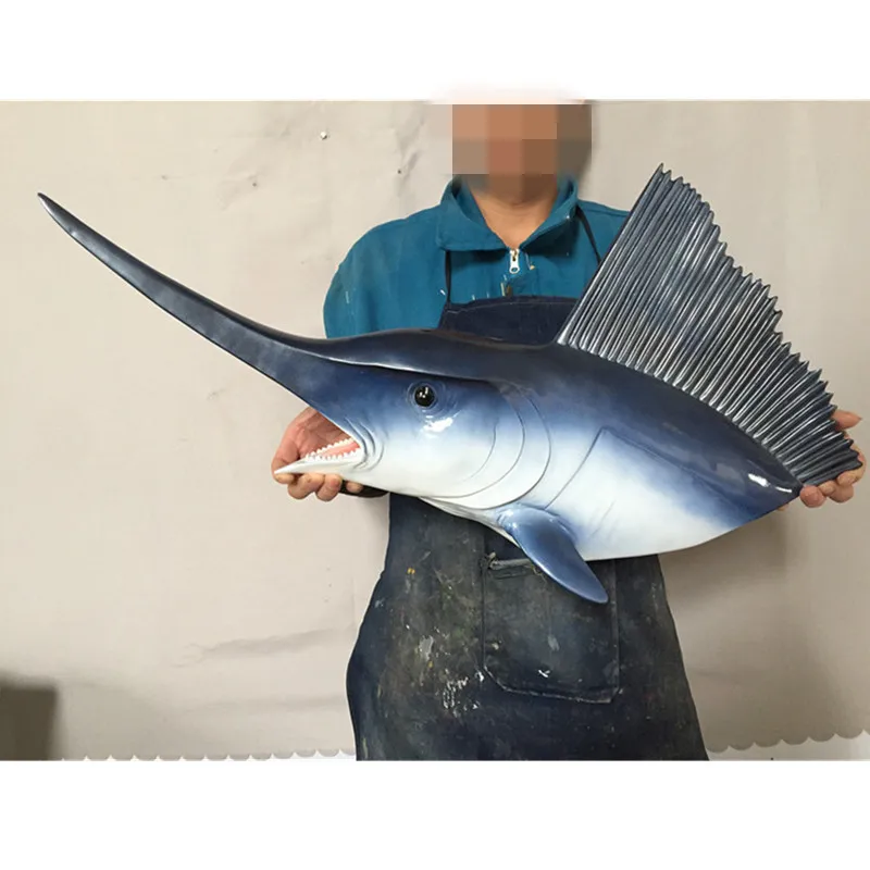 Marine Style Simulation Animal Swordfish Head Stereoscopic Wall Accessories Creative Aquarium Background Wall Hangings X2467