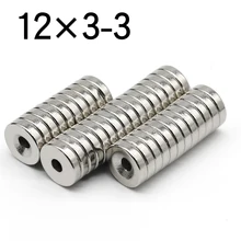 10/20/50/100 Pcs 12x3-3 Round NdFeB Neodymium Magnet N35 Super Powerful Small imanes Permanent Magnetic Disc 12x3 Hole 3