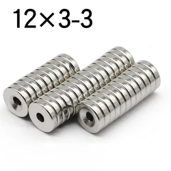 10/20/50/100 Pcs 12x3-3 Round NdFeB Neodymium Magnet N35 Super Powerful Small imanes Permanent Magnetic Disc 12x3 Hole 3