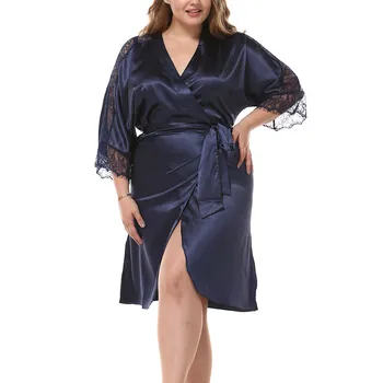 

Sexy Plus Size Women's Summer Mini Kimono Robe Lady Rayon Bath Gown Yukata Nightgown Sleepwear Sleepshirts Pijama Mujer AW5