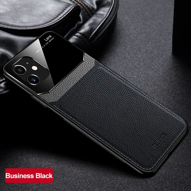 black Кожаный чехол для Iphone X Xr, для Iphone 7, 8, 7 plus, 8 Plus, из искусственной кожи, анти-осенний чехол для Iphone Xs max, роскошный, 11 Pro, Max, зеркальный - Цвет: black
